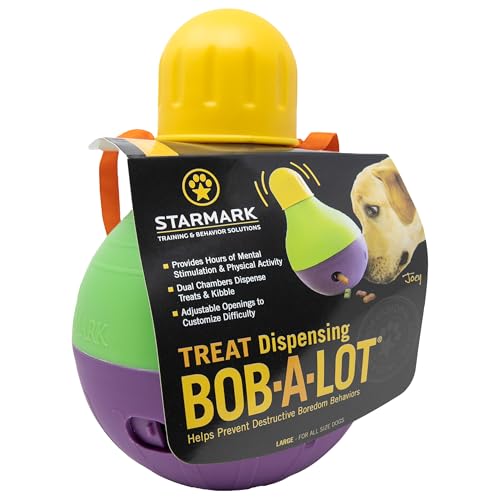Starmark Bob-A-Lot Interactive Dog Pet Toy, Large, Yellow/Green/Purple