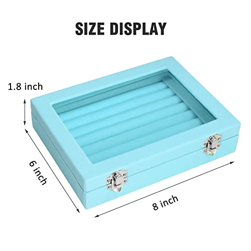 Vicoter Rings Organizer Tray 7 Slots Velvet Jewelry Earring Storage Box with Transparent lid Jewelry Display Case for Girl...