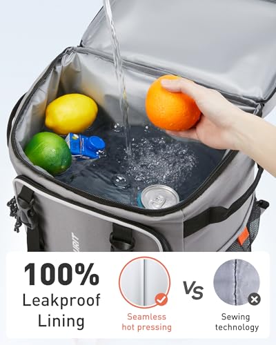 TOURIT 50-Can Rolling Backpack, Double Deck & Dual-Bar Handle Travel Soft Cooler Bag with Wheels, 30L Space Beach Cooler S...