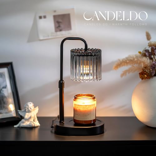 Candeldo Candle Warmer Lamp with Timer: Black Candle Warming Lamp Height Adjustable Wax Melt Warmer Dimmable Modern Farmho...