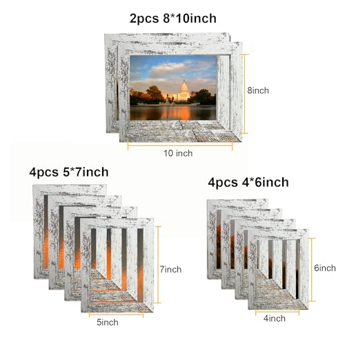 xnlkros Picture Frame Set 10 pack, Farmhouse Photo Frames, Gallery Wall Frame Collage, 8x10 5x7 4x6 Frames in 3 Different ...