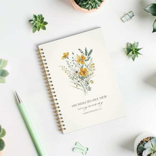 ROXMART Floral Christian Glitter Spiral Notebook, His Mercies Are New Every Morning Bible Journal, Christian Gifts for Wom...