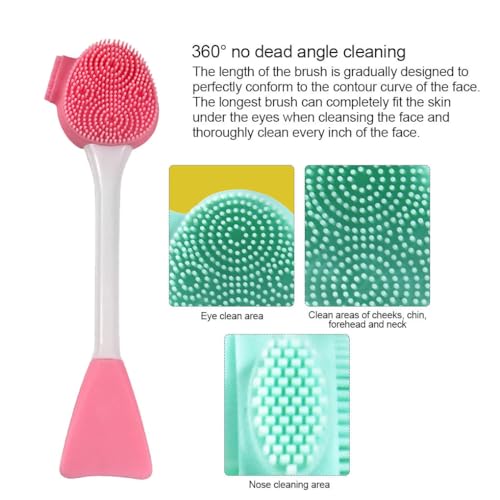 2PCS Silicone Facial Cleanser Tool,Silicone Face Manual Beauty Tools Facial Cleanser Soft Bristle Cleaning Tool Double-Sid...