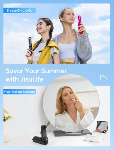 JISULIFE Handheld Mini Fan, 3 IN 1 USB Rechargeable Portable Fan [12-19 Working Hours] with Power Bank, Flashlight, Pocket...