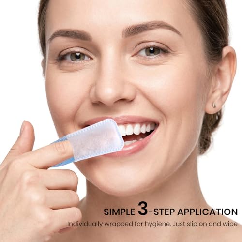 150pcs Disposable Textured Teeth Wipes Finger Brush Oral Brush Ups, Deep Cleaning Dental Wipes, Individually Wrapped, Mint...