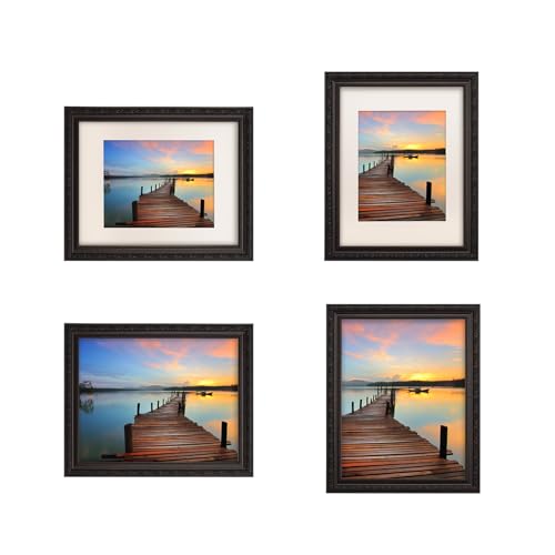 WYNCO 5x7 2-Pack Antique Dark Brown Scrollwork Ornate Classic Picture Frame, Matted for 3.5x5.5 inches Photos, Real Glass ...