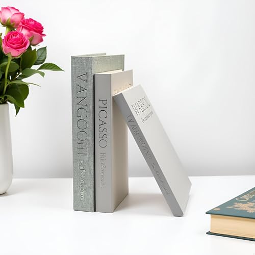 NLGQ Set of 3 Decorative Books - Linen Faux Fake Books for Decor Aesthetic, Decorative Book for Coffee Table,Bookshelf,Off...
