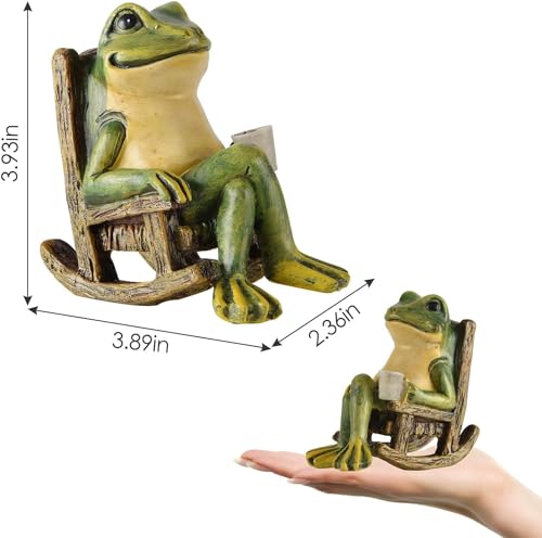 FOXMIS Miniature Frog Garden Statue Gifts Easter Decorations Outdoor Fairy Garden Accessories Outdoor Lights Solar Garden ...