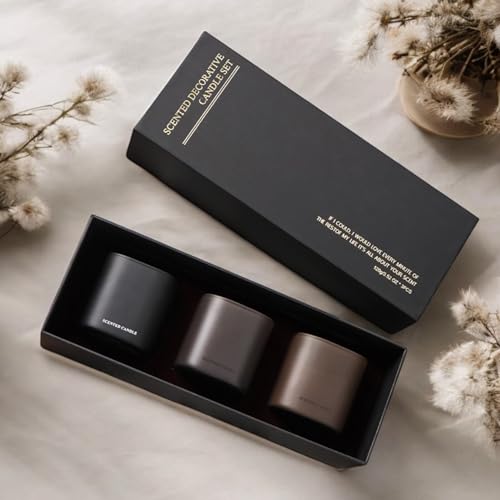 Set of 3 Scented Soy Candles Gift Set 3 Scented Candles, Champagne+Red Teak+Amber Allure,Each Candle Burns for 40-50 Hour...