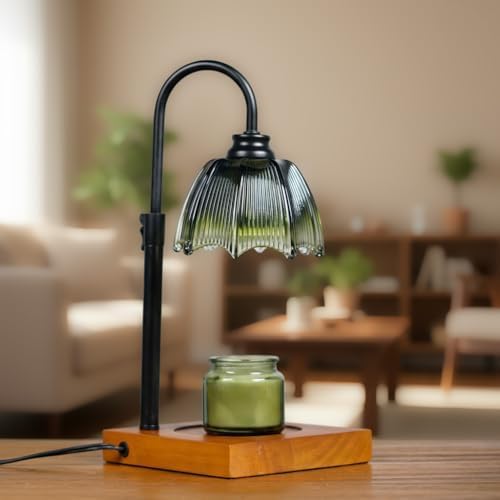 Candle Warmer Lamp, Candle Warmer for Jar Candles with Timer Dimmer & Adjustable Height, Flameless & Safe, Wood Base, 2 Bu...