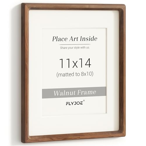 11x14 Picture Frame, USA-Sourced Natural Walnut Wood Photo Frame with Tempered Glass, Handcrafted Rounded Corner 11 x 14 W...