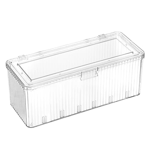 GUSHBIN Plastic Clean Pads Holder Rectangular Pad Dispenser for Makeup Desktop Organizer with Lid for Bathroom Vanity