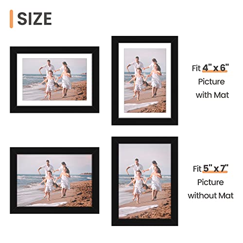 upsimples 5x7 Picture Frame Set of 10, Display Pictures 4x6 with Mat or 5x7 Without, Multi Photo Frames Collage for Wall o...