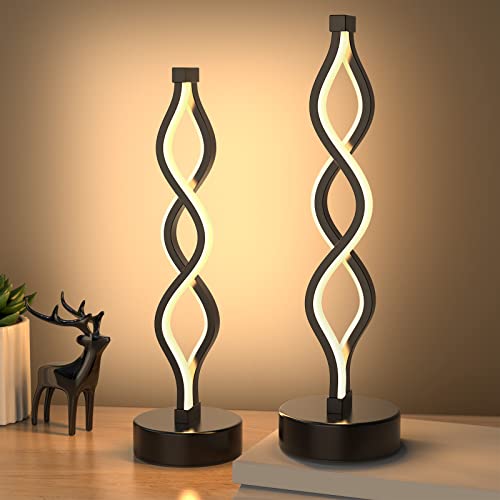 NUÜR Bedside Lamps Set of 2, Black Lamps for Living Room, Dimmable LED Nightstand Lamp, Small Nightstand Lamp for Bedroom,...