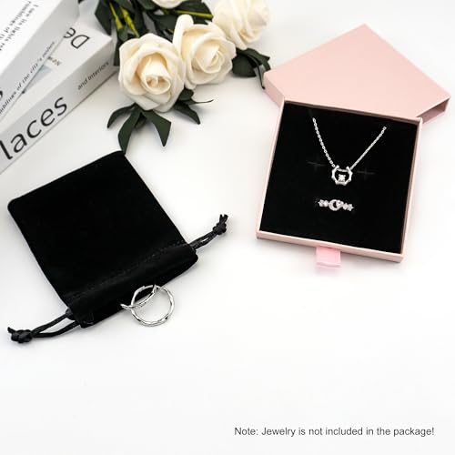 Quacc Small Jewelry Gift Box and Velvet Bag, Necklace Bracelet Earring Cardboard Organizer Square Jewellery Gift Box Pende...
