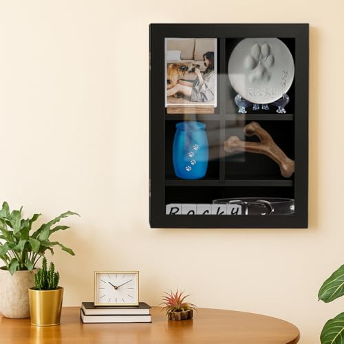 Sofunii Pet Memorial Shadow Box with Shelves,12 * 16 Inch Deep Memory Display Case,Personalized Keepsake Frame for Dog & C...
