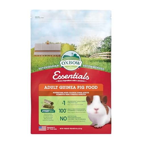 Oxbow Essentials Guinea Pig Food, Adult Guinea Pig, Made with Oxbow Timothy Hay, Pet Food Pellets with Vitamin C, Small An...