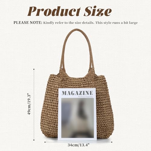Freie Liebe Summer Straw Beach Bags for Women Large Woven Shoulder Handbags Boho Tote Bag for Vacation, Travel