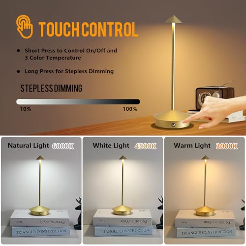 XIH Cordless Table Lamp Set of 2, 5000mAh Rechargeable Battery Powered LED Desk Lamp, Portable Touch Dimming Outdoor Table...