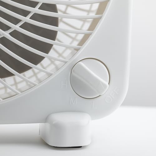 Comfort Zone 9-inch Portable Box Fan – Compact Desktop Cooling Fan with 3-Speeds, Quiet Operation, Built-in Carry Handle &...