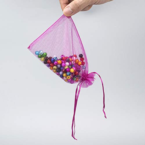 MOTYAWN 100 PCS Rose Red Organza Bags Sheer Drawstring Gift Bags 2x3 Jewelry Pouches Wedding Party Christmas Favor Gift Ba...