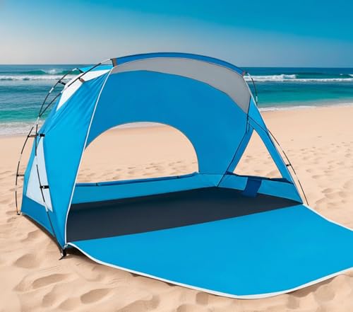 Beach Tent, Portable Sun Shelter for 2/3/4/6-8 Person with UPF 50+ UV Protection, Easy Setup Waterproof Beach Shade Canopy...
