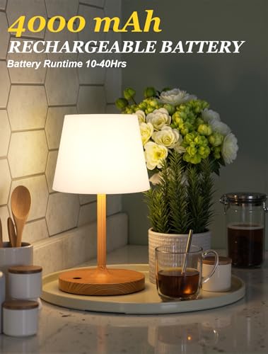 Kakanuo Cordless Shower Lamp Waterproof, Cordless Lamp with 4000mAh Battery, Rechargeable Table Lamp, Touch Dimmable Desk ...