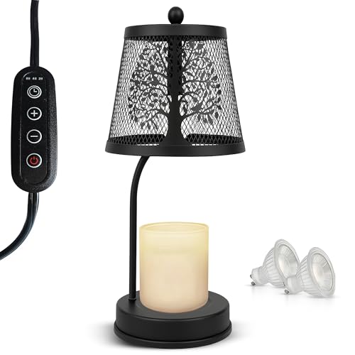 LUZZEN Farmhouse Candle Warmer Lamp Black – Large Flameless & Smokeless Candle Melter lamp with Timer & Adjustable Light,f...