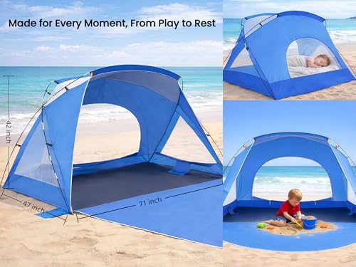 Beach Tent, Portable Sun Shelter for 2/3/4/6-8 Person with UPF 50+ UV Protection, Easy Setup Waterproof Beach Shade Canopy...