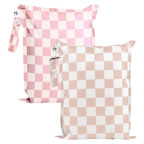 Tiny Twinkle Mess Proof Wet Bags | 2-Pack Reusable Waterproof Wet Bags for Swimsuits | Baby Clothes | Travel & Diaper Bag...