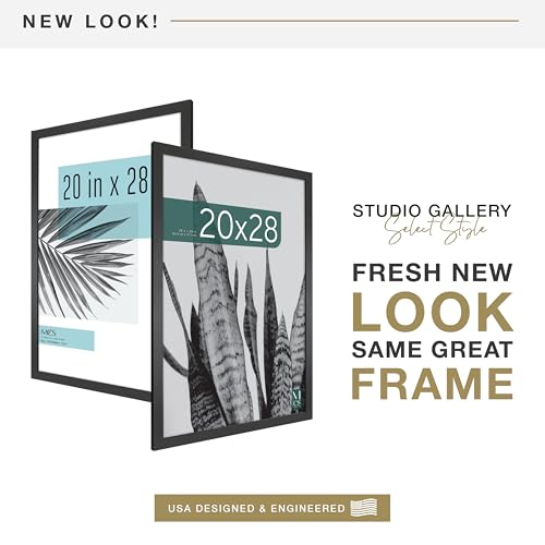MCS Studio Gallery 20x28 Poster Frame Black Woodgrain Engineered Wood, Vertical & Horizontal Wall Hanging Large Picture Fr...