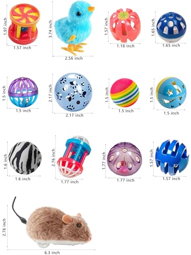 DIYUQISHI 22 Pcs Luxury Cat Toys Set, Indoor Cat Toys for Bored Kittens, Wind-Up Chick Tumbler Mouse Jingle Balls, Interac...