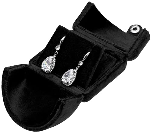 Giftop Velvet Stud Earring Gift Box Jewelry Storage Case Holder for Women Men (Black)