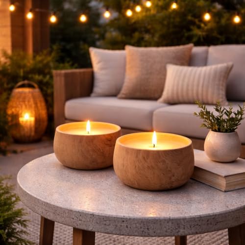 Aria Home Floral Scented Ceramic Candle Set of 2 Large 16 oz Decorative Candle Jar Clean Burning Home Fragrance Rustic Dec...
