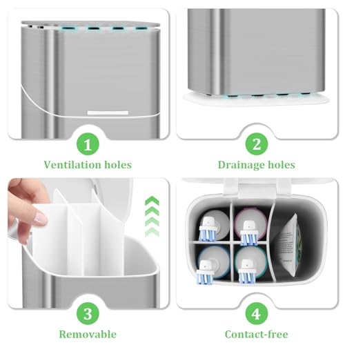 GFWARE Electric Toothbrush Holders with Cover - Dustproof Tooth Brush Holder for Bathroom, Covered Toothpaste and Toothbru...