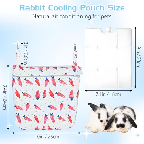 Hamiledyi Rabbit Cooling Pouch with Ice Pack - No Condensation Pad for Bunny Cage Accessories, Washable Cooling Mat for Sm...