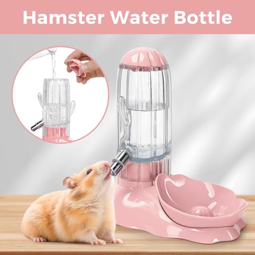 VANNON 2 in 1 Hamster Feeder Small Animal Water Bottle & Food Bowl Water Dispenser & Food Dish Bowl for Hamster, Small Mic...