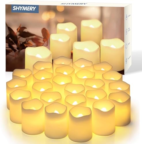 SHYMERY Flameless Votive Candles,Flameless Flickering Electric Fake Candle,24 Pack 200+Hour Battery Operated LED Tea Light...