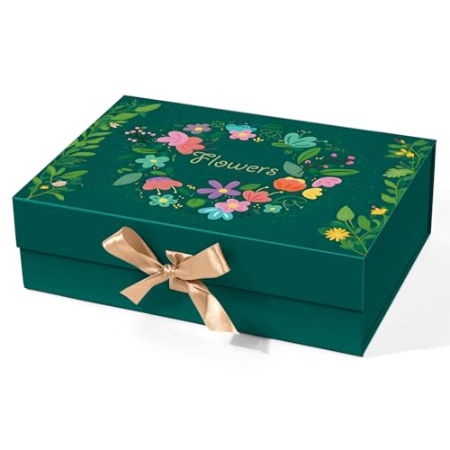 Giflsaidsprest Gift Box with Lid，10.24x7.48x3.15 Gift Boxes for Presents with Ribbon and Magnetic Closure，Valentine's，Moth...