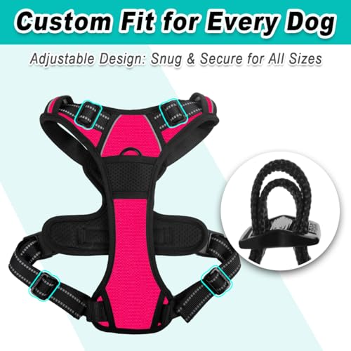 BARKBAY No Pull Pet Harness Dog Harness Adjustable Outdoor Pet Vest 3M Reflective Oxford Material Vest for PINK Dogs Easy ...