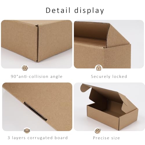 BIOBROWN 7x5x2" Small Shipping Boxes 50 Pack, Corrugated Cardboard Mailer Boxes Bulk for Packaging Small Business Mailing ...