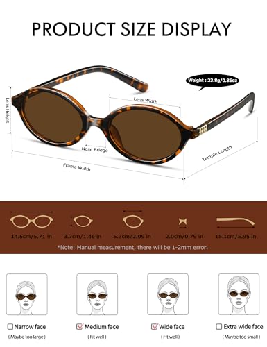 Colrea Sunglasses Womens, 2 Pack Retro Oval Sun Glasses Small Frame Vintage 90s Y2K Trendy, UV400 Protection CL1628