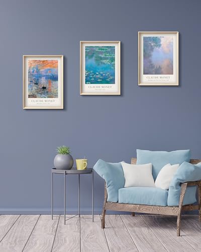 Framed Claude Monet Water Lilies Canvas Wall Art,Vintage Impressionist Botanical Painting,16x12IN High Framed Design Print...