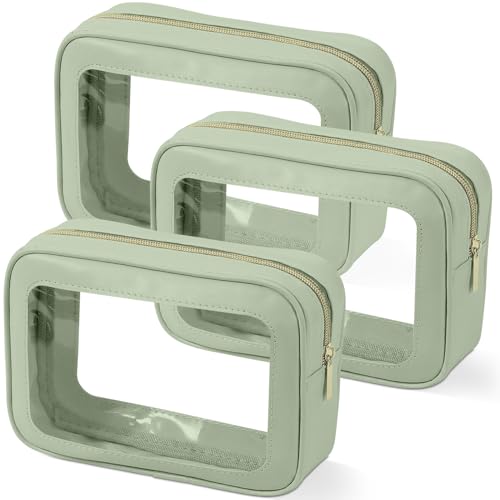 YOPCDJ 3PCS Clear Toiletry Bag,TSA Approved Travel Makeup Pouch with Zipper for Cosmetics and Toiletries，Diaper Bag Organi...