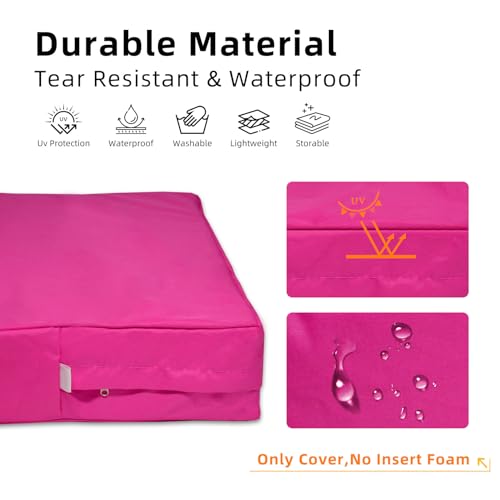 Joramoy Patio Cushion Covers 22×20×4 in - Waterproof Outdoor Seat Cushion Slipcovers Replacement Set of 2, Outdoor Chair C...
