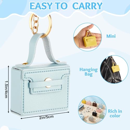 gisgfim 8pcs Mini Purse Backpack Keychain Coin Purse Keychain Mini tote Pendents PU Leather Lipstick Bag Card Holder Data ...