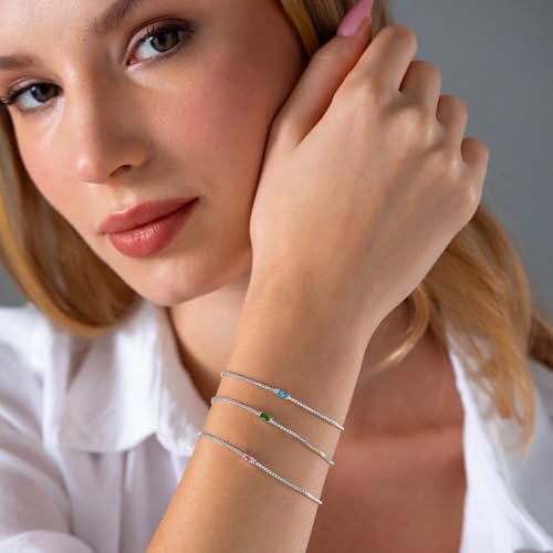 JSJOY Mothers Day Gifts Birthstone Bracelets for Women Gold Dainty Link Bracelet Birthstone Jewelry Birthday Gifts for Her...