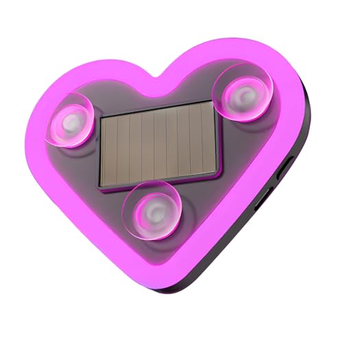 Car LED Ambient Light - Solar-Powered Heart-Shaped LED Neon Light, Wiring Free, Switchable Modes, Romantic Mood Decoratio...