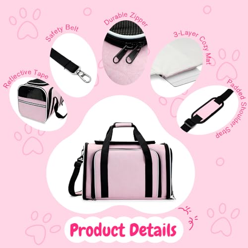 Double Expandable Cat Carrier,Airline Approved Soft-Sided Pet Travel Carrier for Small Dogs Cats under 15 lbs,Waterproof 6...