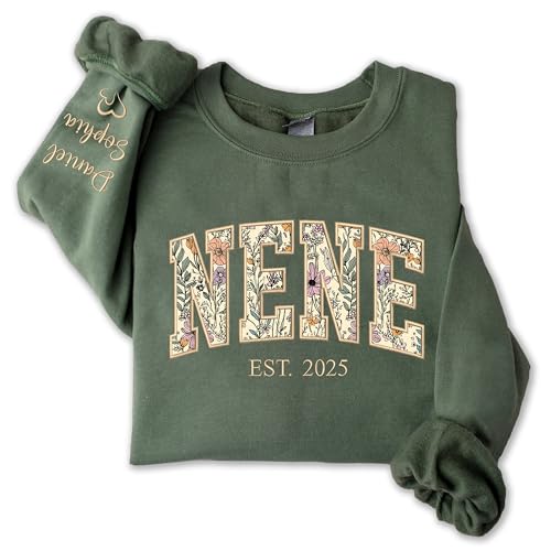 UrbanNEST Personalized Floral Embroidered Applique Grandma Sweatshirt, Custom Grandma Gifts from Grandkids, Christmas 2025